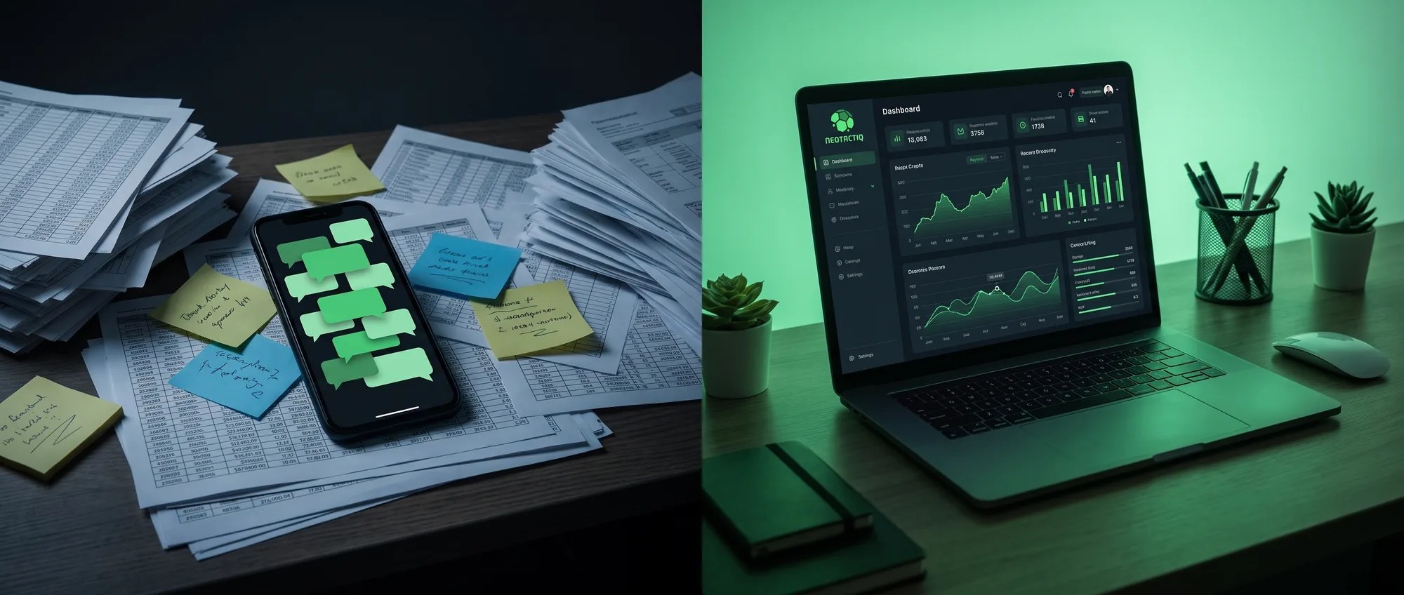 Gestión centralizada de un club de fútbol con NeoTactIQ frente a Excel y WhatsApp
