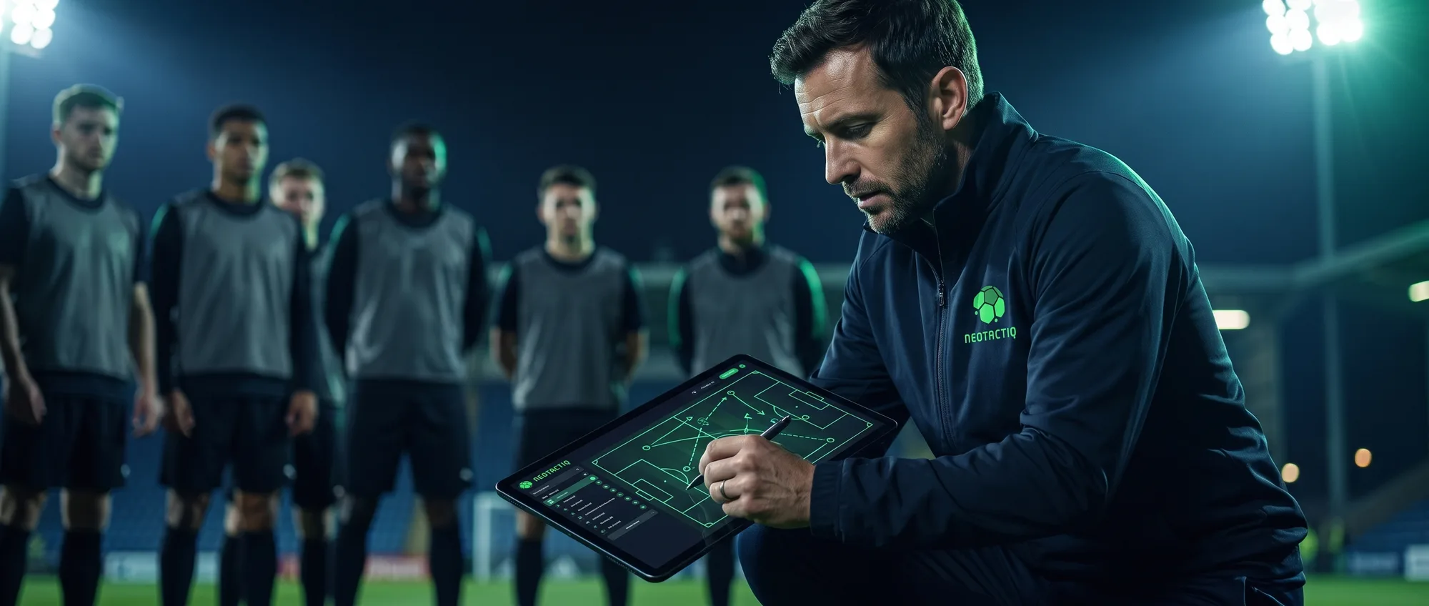 Soccer coach organizing daily work with NeoTactIQ