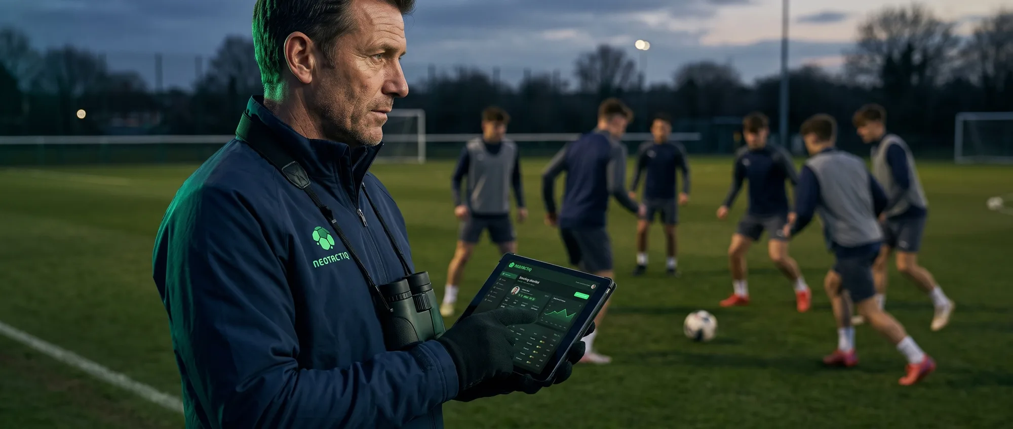 Soccer scout managing players under observation with NeoTactIQ